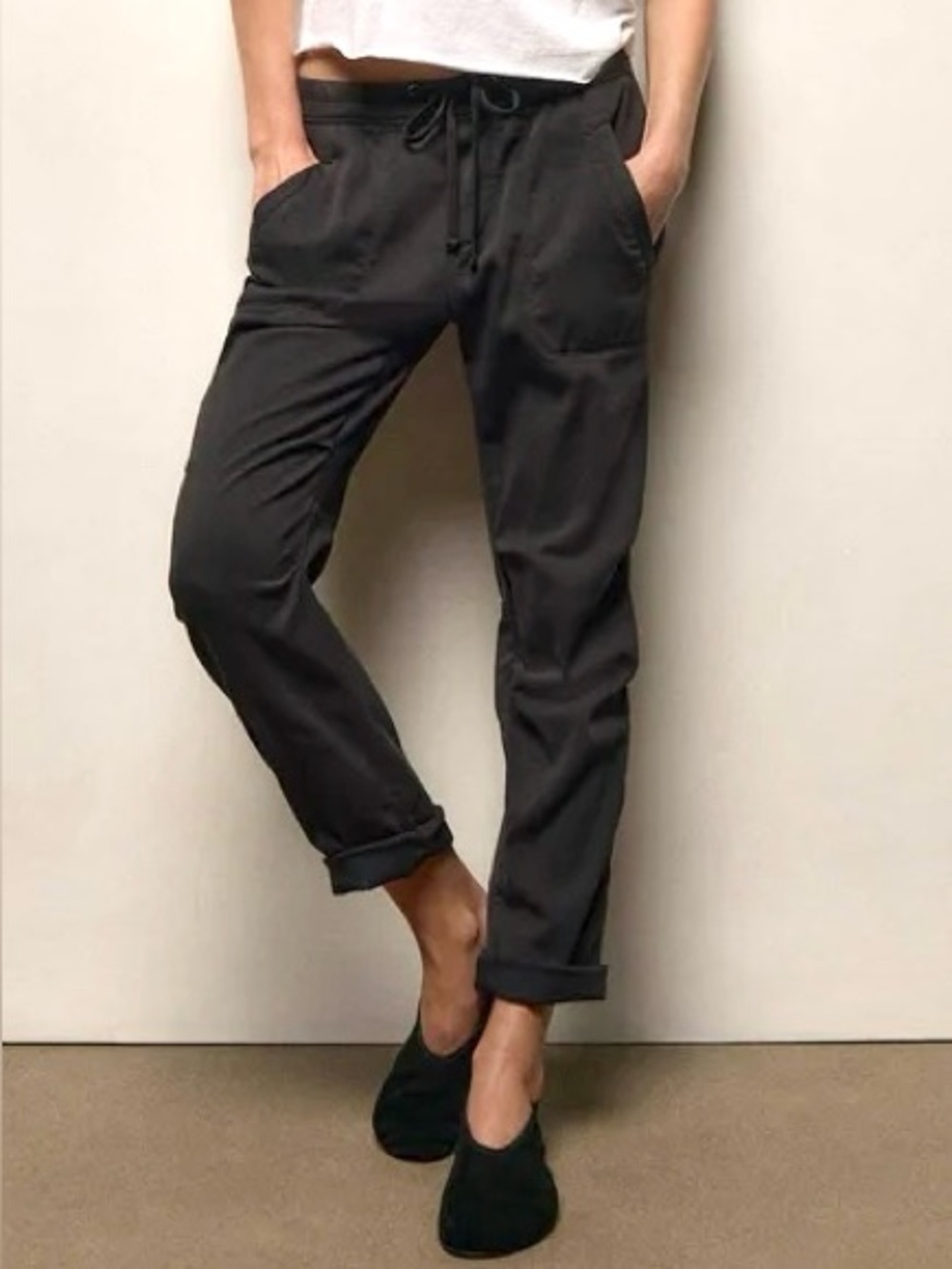 James Perse Soft Drape Pants Women’s Size M Pull On Pockets Cotton Modal Blend